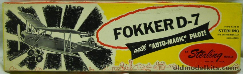 Sterling Fokker D-VII with 'Auto-Magic' Pilot - 21 inch Wingspan For Control Line or Free Flight, M-6 plastic model kit